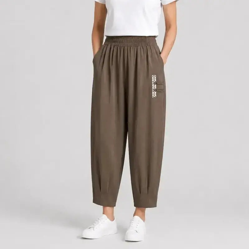 🔥【M–4XL】👖 Dámské lehké a prodyšné bavlněné lněné kalhoty - stylové a ležérní zkrácené kalhoty
