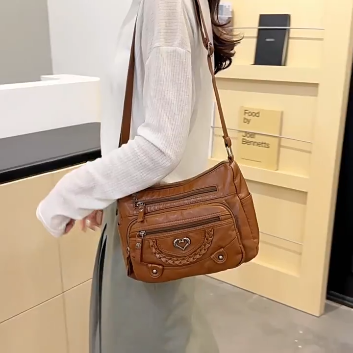 💐50% SLEVA! 🎁Dámská měkká PU crossbody kabelka – více kapes pro perfektní organizaci 👜🔑