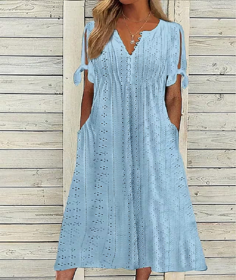💋【🏆Best Seller】Απλό γυναικείο φόρεμα plus-size σε μονόχρωμο, φαρδύ και casual κόψιμο ✅️ Με αντικαταβολή