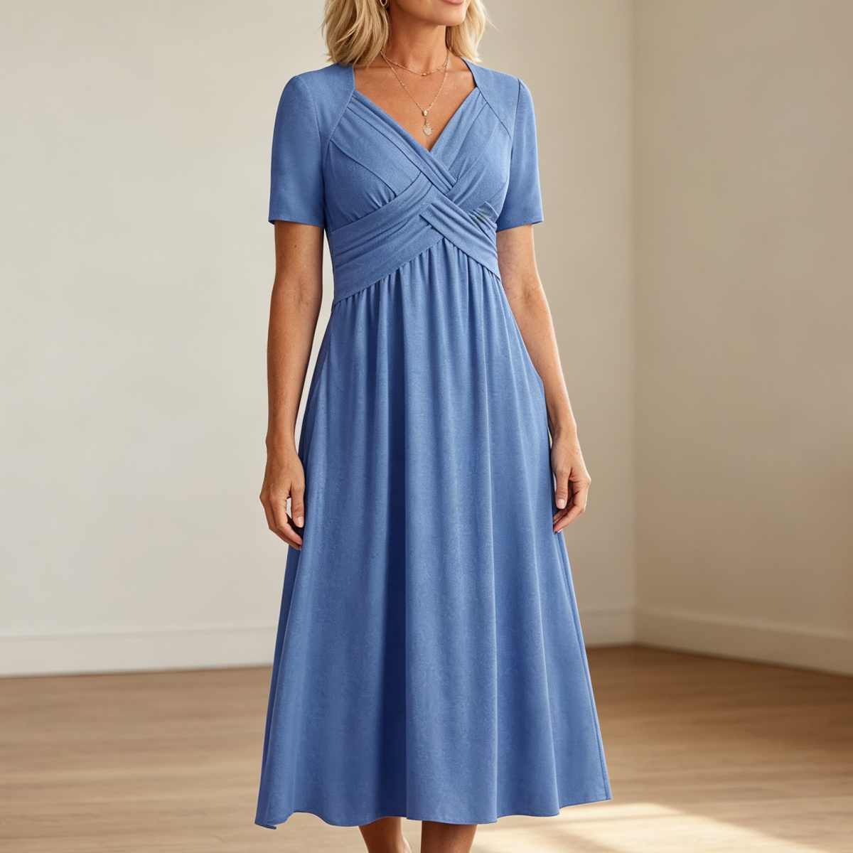 ⏳ Poslední den - sleva 50 % 【Velikosti S-3XL】Jednobarevné ležérní módní midi šaty