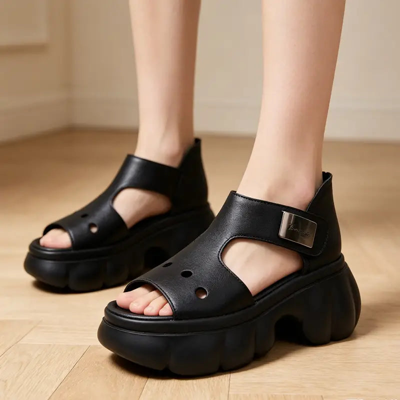 ✨ Velikosti 35-40 🌸 Dámské sandály na platformě - Měkká kůže, ultralehká protiskluzová podrážka