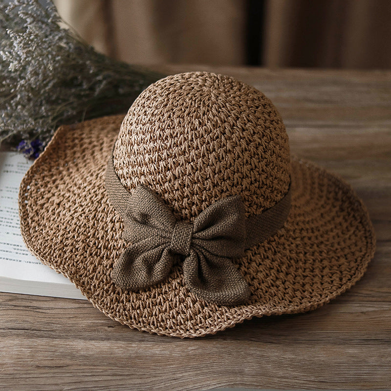 🎀 50% SLEVA 👒 | Retro slaměný klobouk s mašlí – skládací a prodyšný na léto
