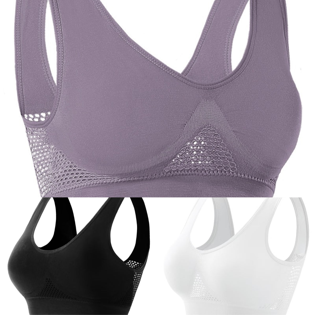 đăPaquete de 3ăSujetador sin costuras para tallas grandes â¤ď¸ Transpirable y refrescanteă40-120KGă