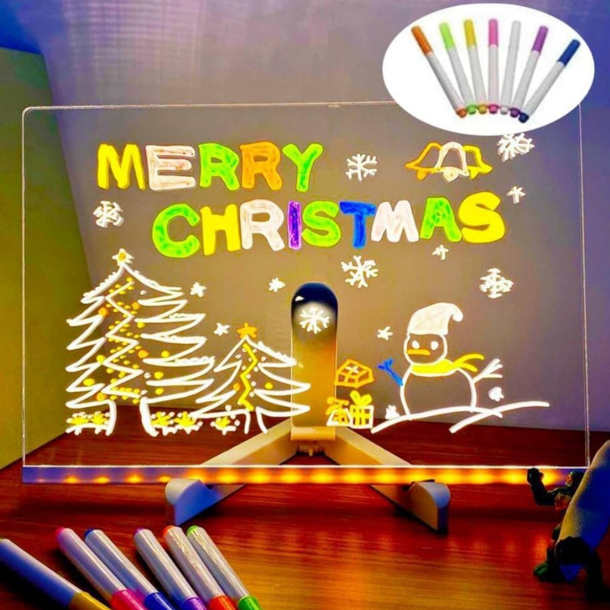 🎨💡✏️🔥Kupte 1 a získejte 1 zdarma🔥Dětská světelná kreslicí deska, ručně vyrobená DIY graffiti mazatelná vzdělávací fluorescenční kreslicí deska