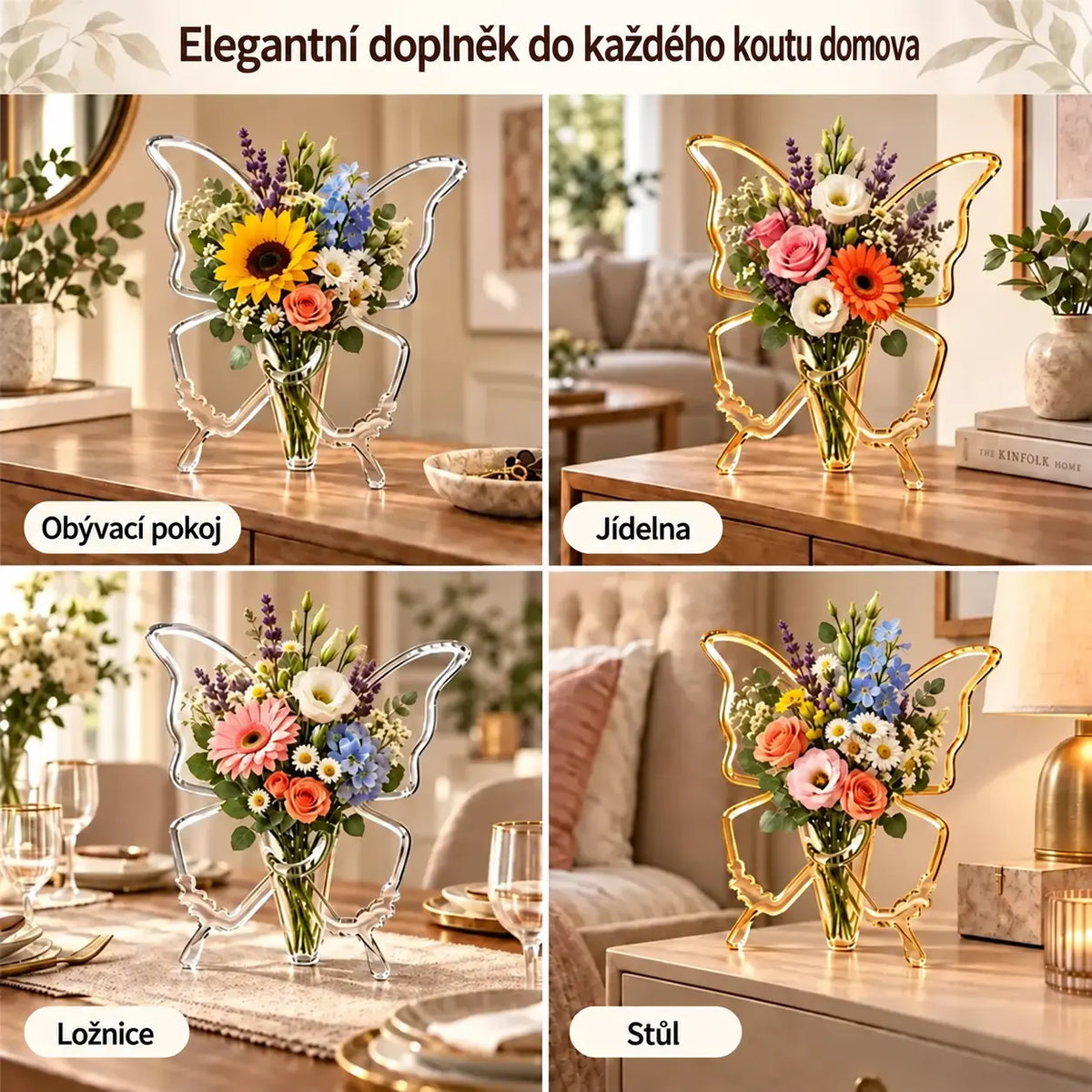 🦋【1 kus】Dekorativní váza ve tvaru motýla – elegantní doplněk pro květiny i interiér.