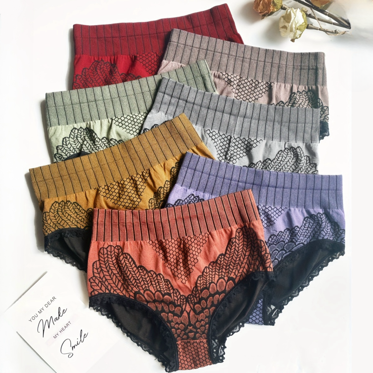 🥰【7 kusov】Dámske priedušné nohavice v tvare trojuholníka, s grafénovou spodnou časťou, s vyvýšenou spodnou časťou