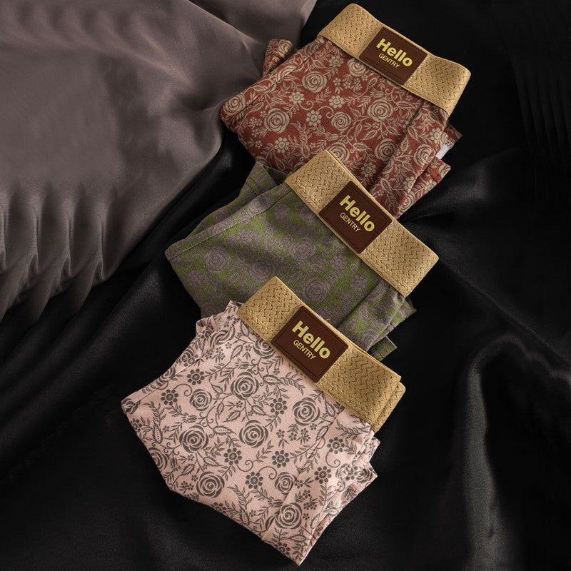 【Juego de 3 piezas】Ropa interior de algodón puro para hombre estampada, calzoncillos bóxer suaves, cómodos y transpirables.