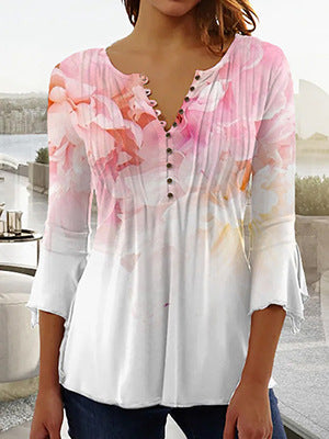 【S-5XL】2025 καυτή πώληση νέα γυναικεία μόδα τυπωμένο μακρύ μανίκι μπλούζες