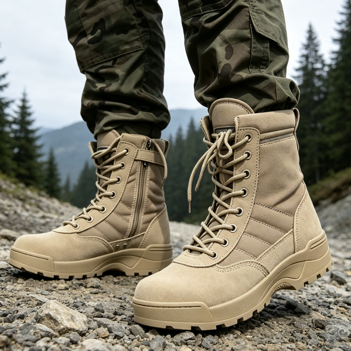 🔥👍【39–45】🥾 Pánské taktické boty se zipem – Odolné • Protiskluzové • Pohodlné