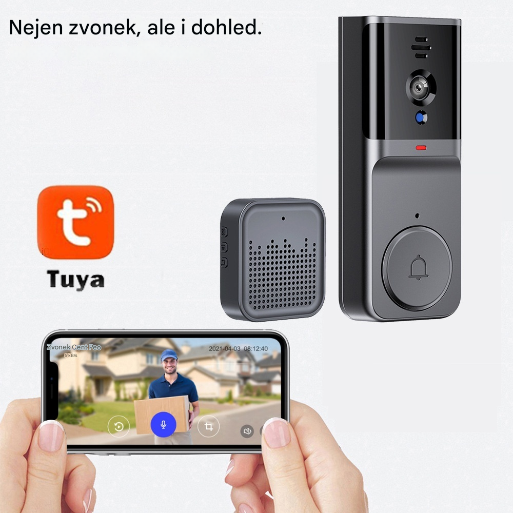 🔥Bezdrátová zvonková kamera: 1080P, úhel 170°, 4,3palcová obrazovka, venkovní vodotěsnost IPX65, noční vidění