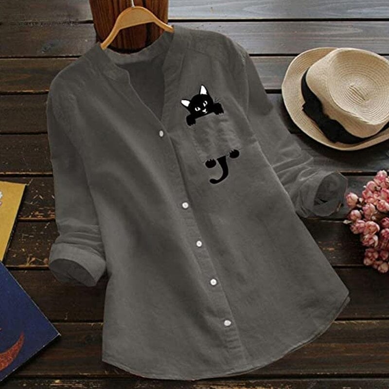 ✨🌿【S-3XL】Nova modna pamučna majica dugih rukava s printom mačaka za žene