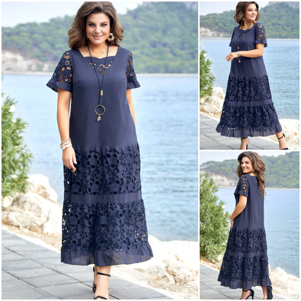 ✨【S-5XL】Dlhé čipkované šaty, elegantné a módne