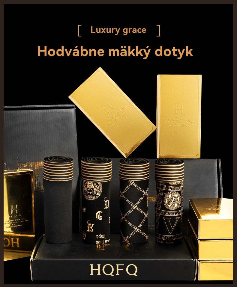 🚹✅💥【1 sada 4 kusov】【40-140kg】Priedušná spodná bielizeň z ľadového hodvábu pre mužov, pohodlná bezšvová spodná bielizeň, plus size, módna potlač