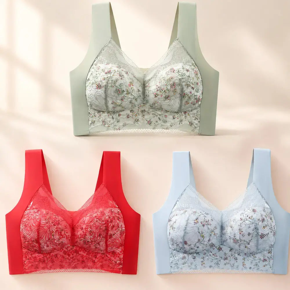 M-5XL🔥3 kusy 620Kč👙Dámská bezešvá push-up tenká podprsenka bez kostic proti povisání