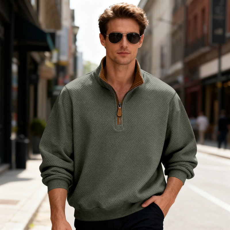 👨💼🧥【S-3XL】Pánská zimní volná mikina s kapucí, těžký kompozitní materiál, stojáček na zip, ležérní, dojíždějící, obchodní, kostkovaná