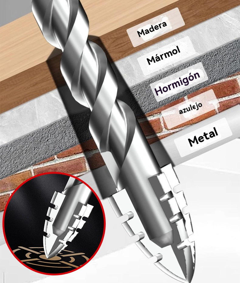 🥇【3+4+5+6+8+10+12+14+16mm】 Súper duro filo de corte dentado, broca excéntrica de acero de tungsteno de 7.ª generación