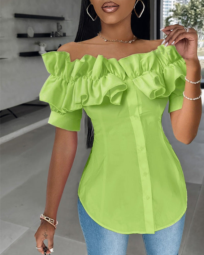 ✨️【S-2XL】Dámská Halenka s Odhalenými Rameny | Elegantní Přiléhavá Letní Halenka