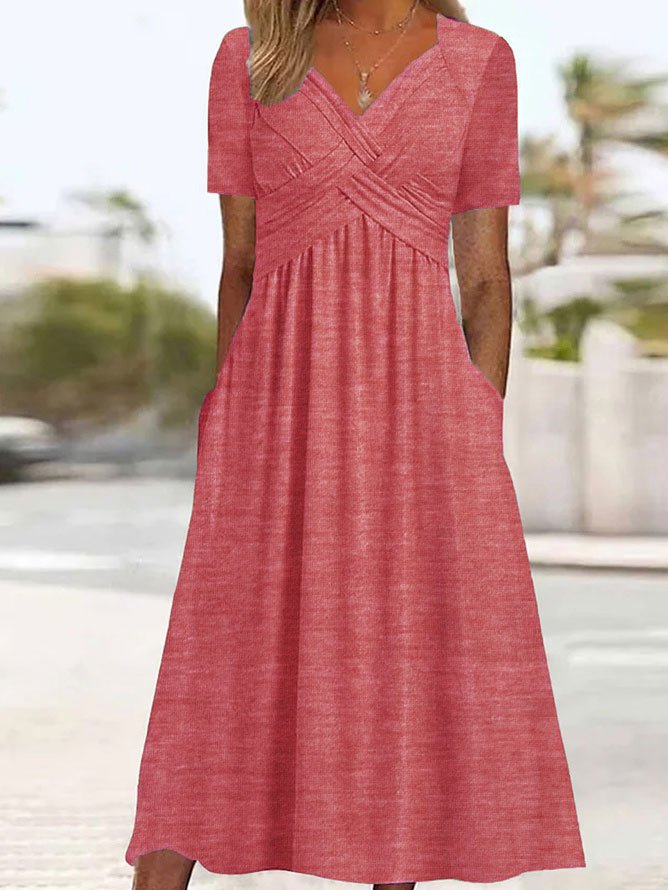 💟【45% OFF】【S-3XL】 Ležérne šaty strednej dĺžky v čistej farbe
