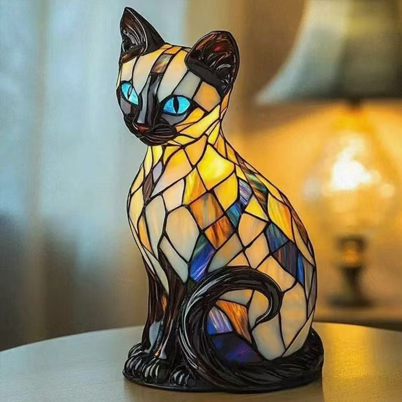🐱Jedinečný dizajn - živicová umelecká lampa v tvare mačky - perfektná voľba darčeka