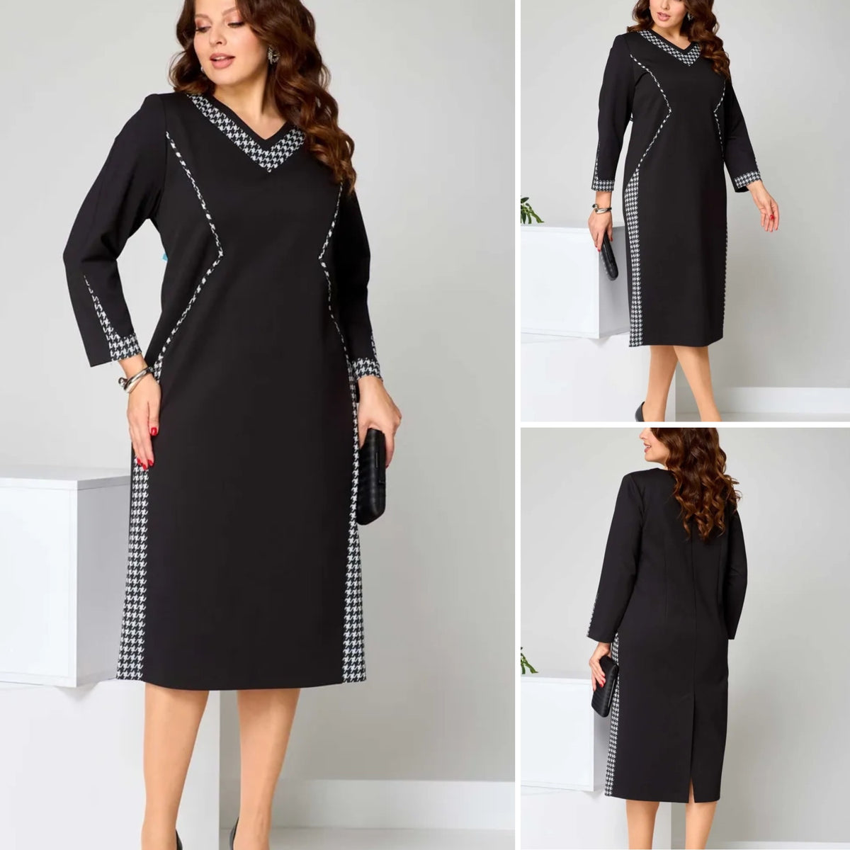【S-5XL】Elegantní šaty s výstřihem do V na podzim a zimu🌟pohodlné a hřejivé