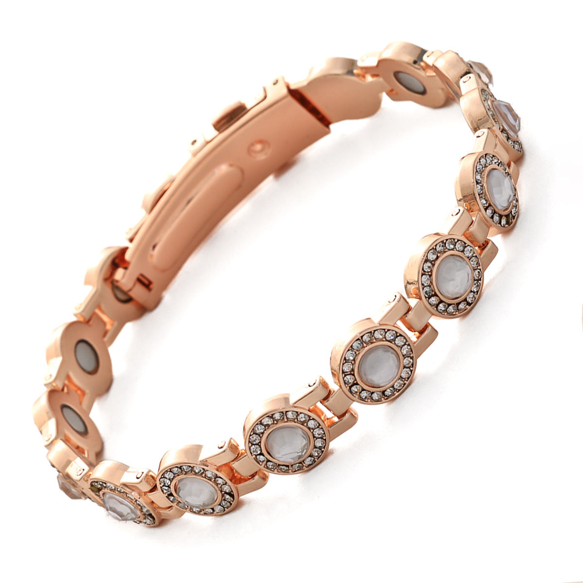 ✨ Pulsera magnética de aleación de lujo con estilo, pulsera magnética de circonita de cobre puro