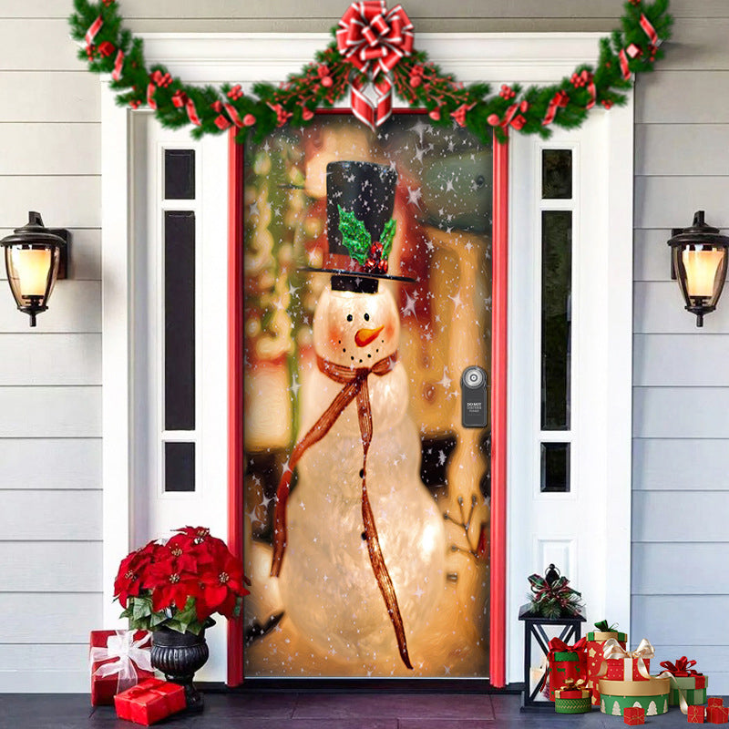 🎁🎄2025 Nová, horúca predajná látková vianočná obálka na dvere [91 cm x 203 cm]