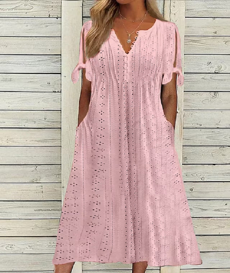 💋【🏆Best Seller】Απλό γυναικείο φόρεμα plus-size σε μονόχρωμο, φαρδύ και casual κόψιμο ✅️ Με αντικαταβολή
