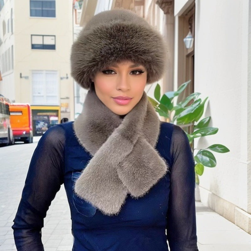 Zahustený teplý a vetruodolný [zimný módny šál + plyšová čiapka]