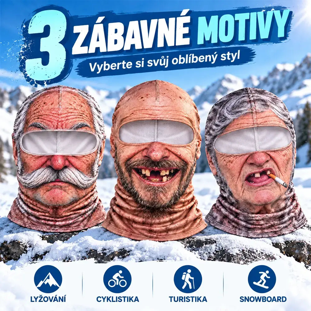 🔥1 kusy 540Kč😎3D zábavná a teplá obličejová maska pro zimní outdoorové sporty