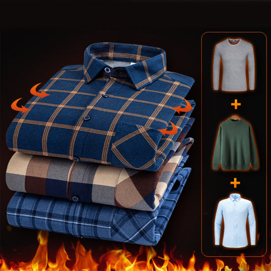 🔥【L-5XL】Jesenska i zimska topla poslovna košulja dugih rukava