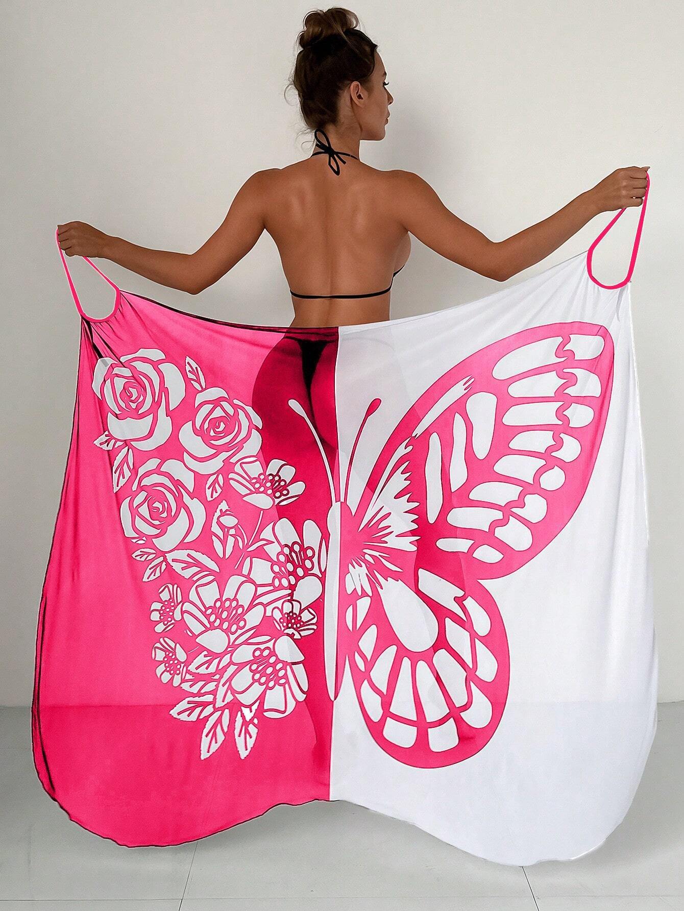 S-XL 🦋🦋 Šatový plážový opalovací krém s potiskem motýlů