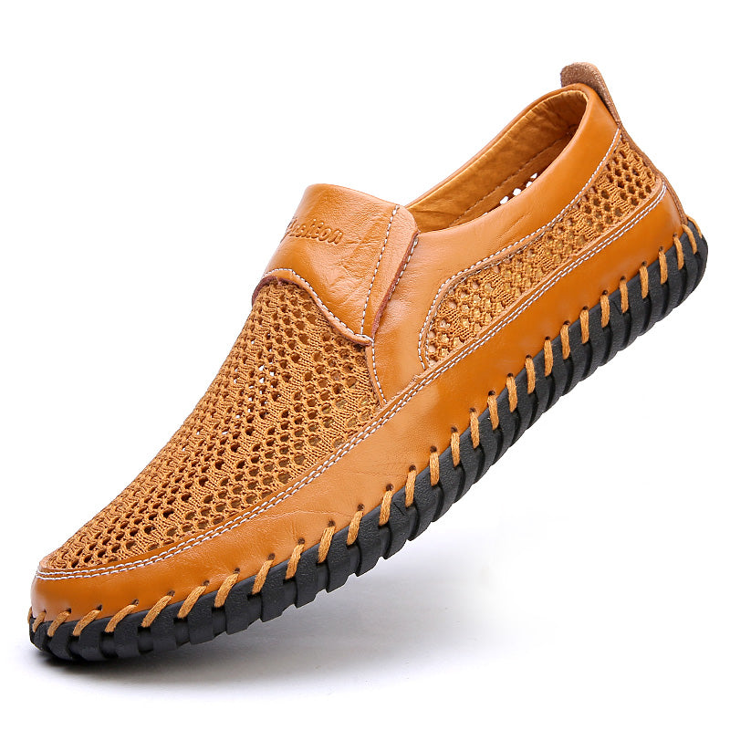 【38-48】👞Nová jarná a letná pánska sieťovaná obuv veľká veľkosť - pravá hovädzia koža, proti poteniu a zápachu, priedušná a pohodlná