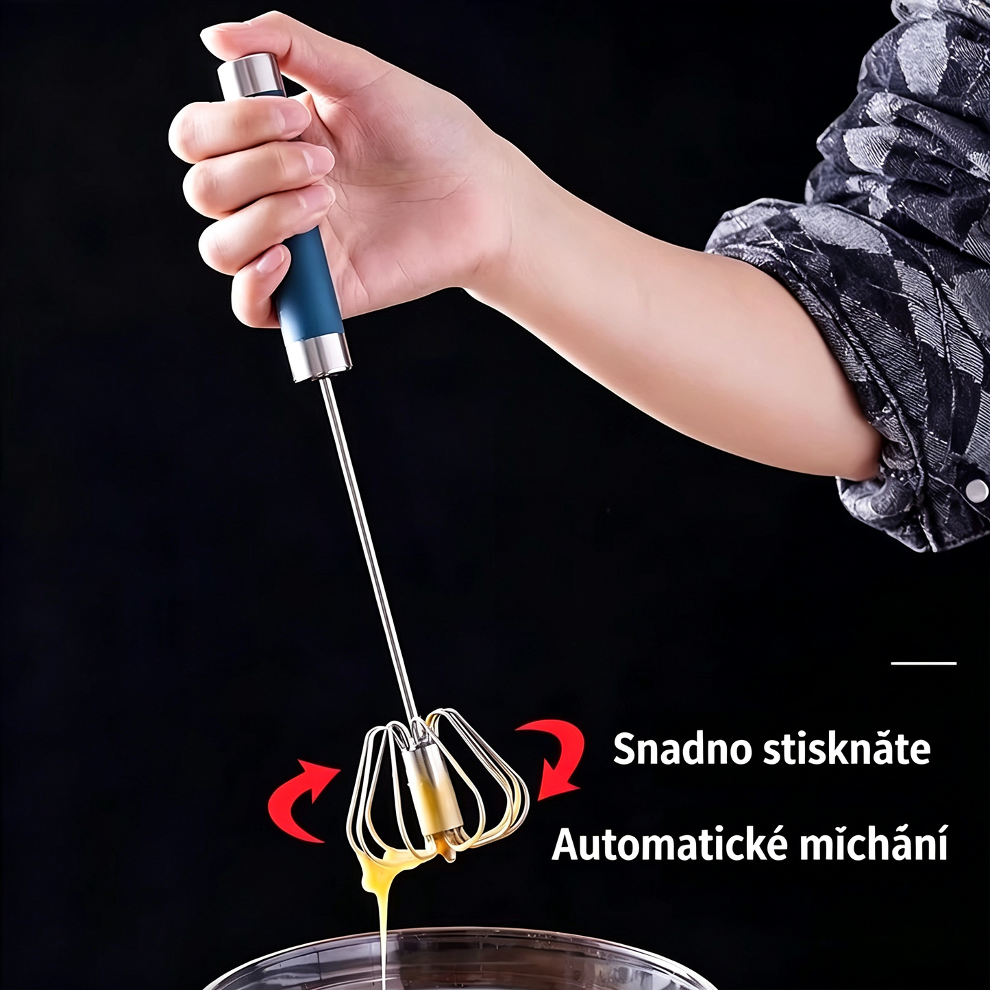 530 Kč【2dílná sada】Poloautomatický šlehač vajec z nerezové oceli