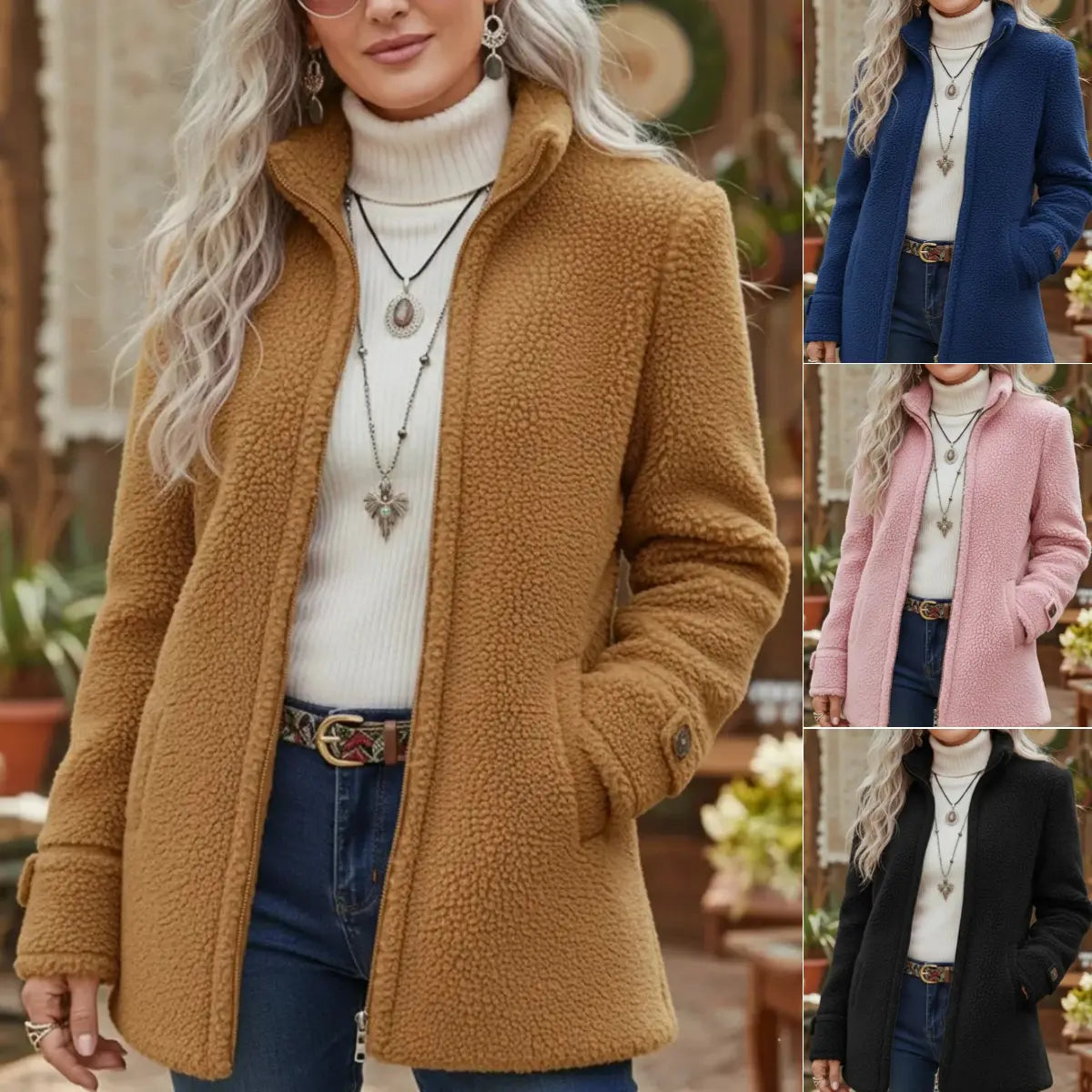 🛒Descuento -46%🔥【40-100kg】Chaqueta casual de lana para mujer con cremallera y forro polar