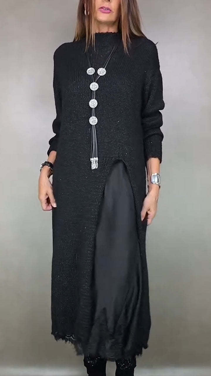 【XS-3XL】👗Nová podzimní krajková souprava s rozparkem a svetrovým vzorem