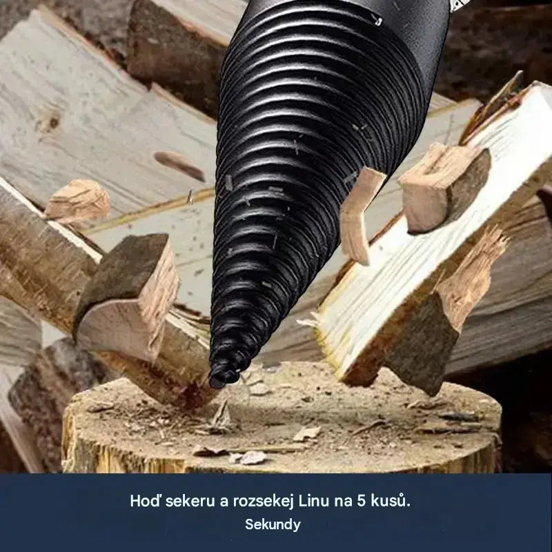 🔥1 sada za 620 Kč【32mm vrtací kužel na štípání dřeva + 3 typy upínacích nástavců】 ⚙️ Vrtací kužel z vyztužené oceli pro elektrické štípačky – vysoký výkon a práce bez námahy.