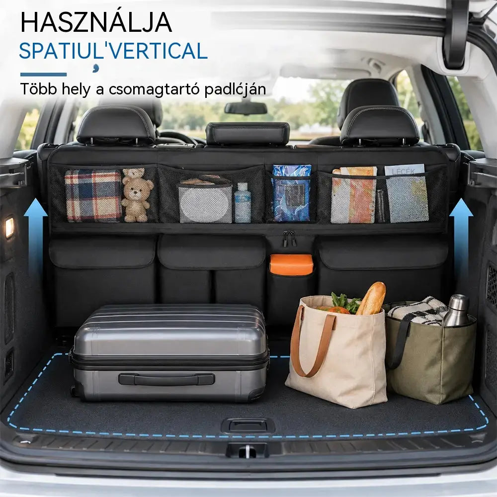 Függeszthető csomagtartó-rendszerező – Szabadítson fel helyet a csomagtartó alján, és tartson mindent rendezetten!