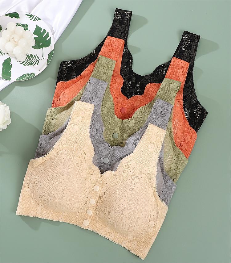 😍【3 kusů】【40-100 kg】Dámská podprsenka bez kostic s krajkovým zapínáním vpředu, poslední den