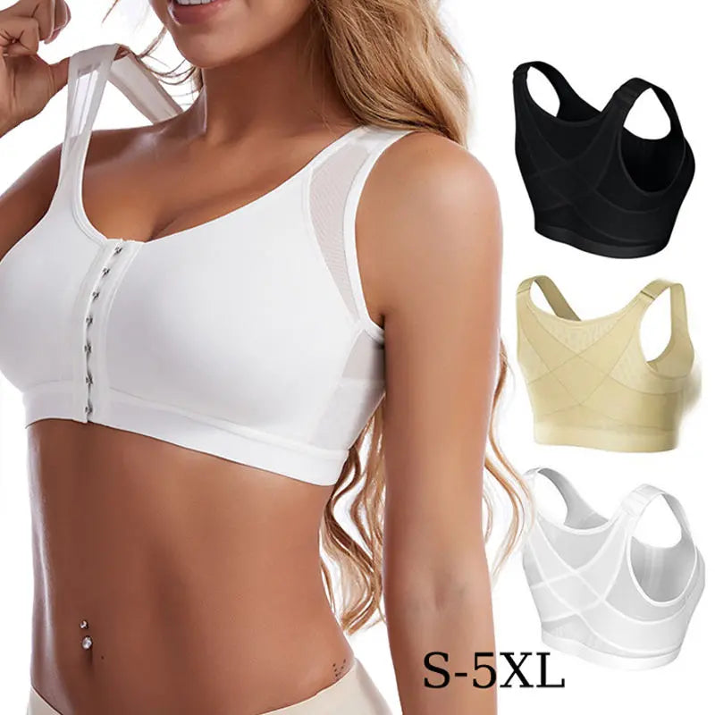 🥰 【3 ks】👙【40–120 kg】Dámská lehká a prodyšná podprsenka bez kostic s předním zapínáním