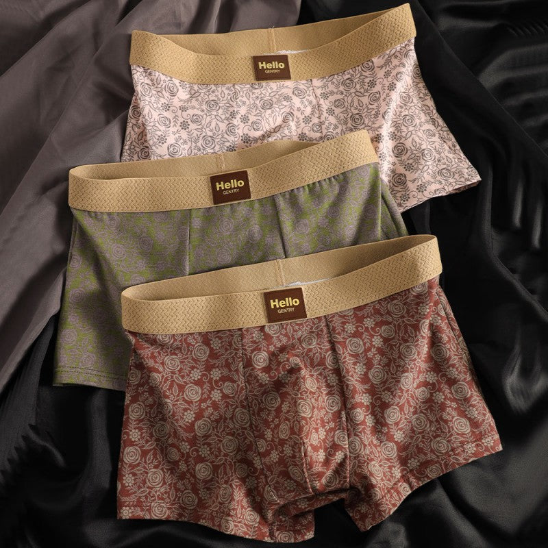 【Juego de 3 piezas】Ropa interior de algodón puro para hombre estampada, calzoncillos bóxer suaves, cómodos y transpirables.