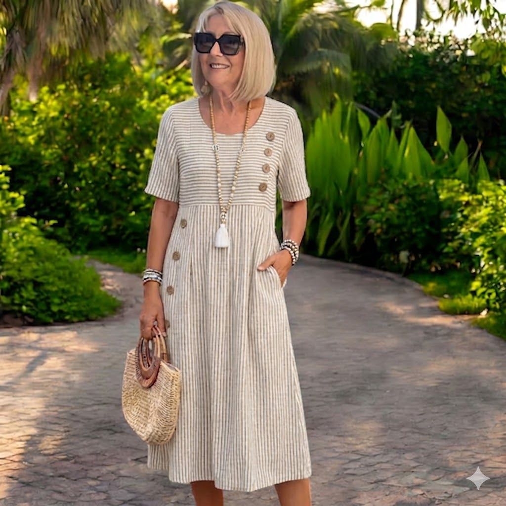 【S-2XL】Julia – Vestido midi a rayas ligero y vaporoso