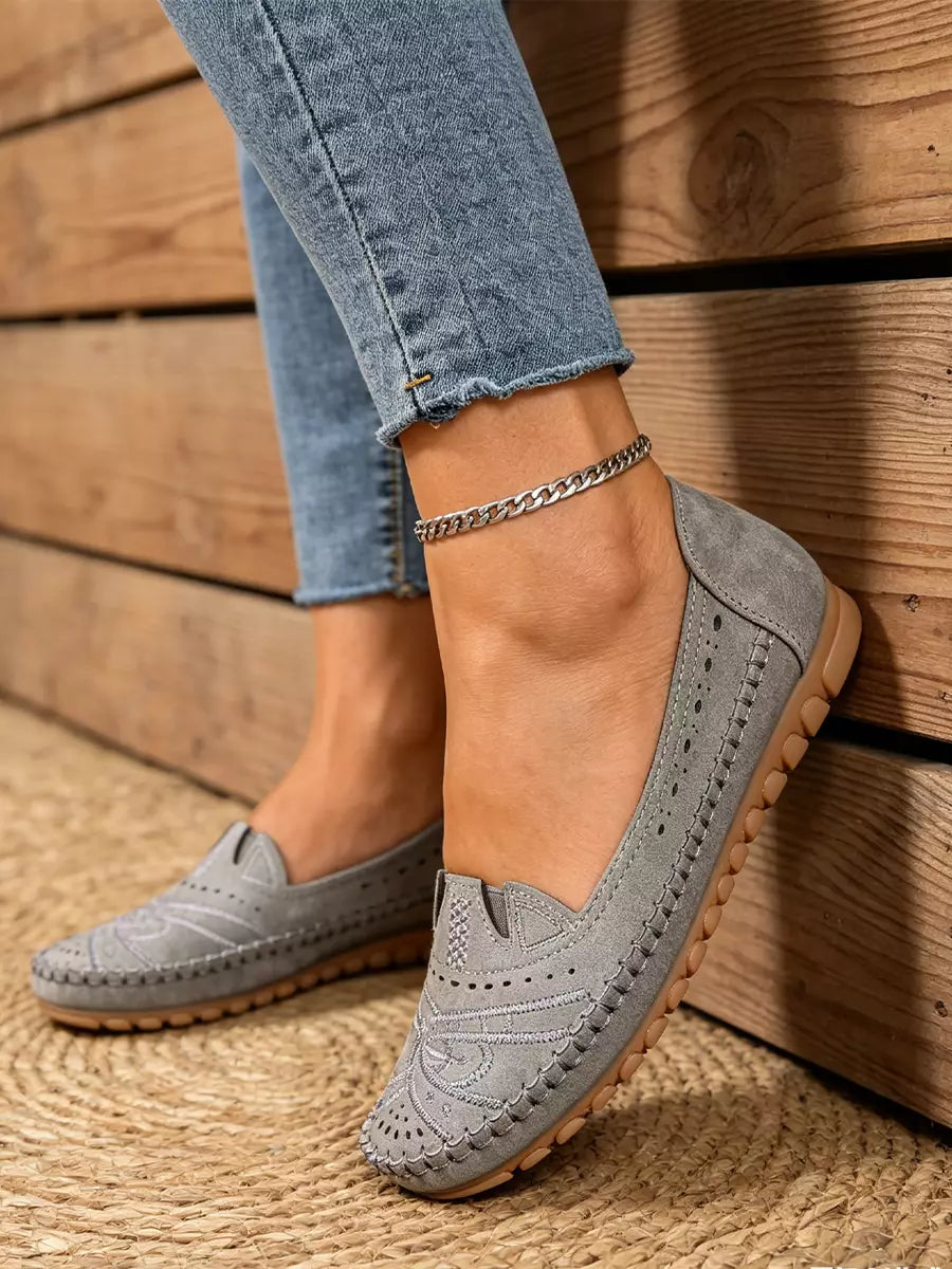 【36-43 méret】Vintage stílusú, áttört, hétköznapi balettcipő | Puha talpú kialakítás, kényelmes mindennapi viselet | Cipőfűző nélküli, nagy méretben is elérhető