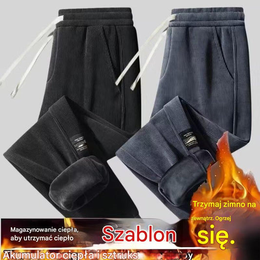 🔥【40-100 kg】Męskie ciepłe aksamitne spodnie casualowe
