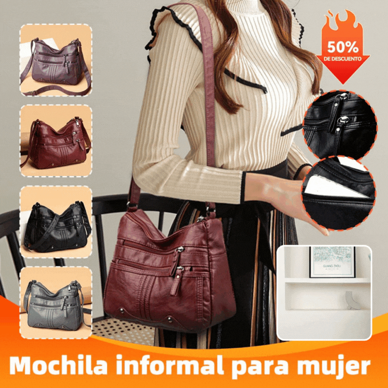 👜 Elegante bolso de hombro de cuero suave de gran capacidad