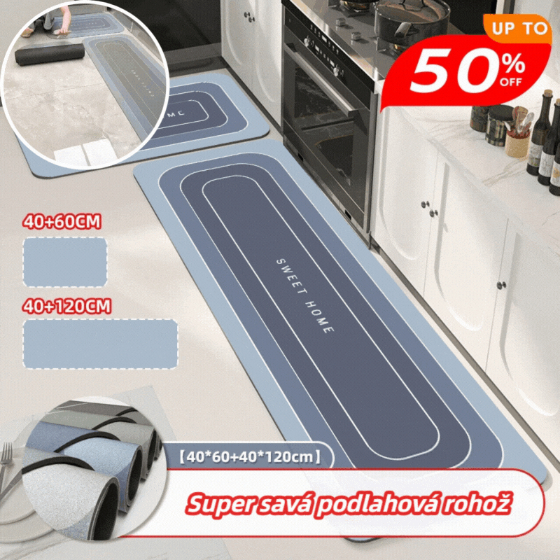 [1 sada 2 kusů: 40*60+40*120 cm] 💥💥Protiskluzová savá podložka do kuchyně/koupelny🦶