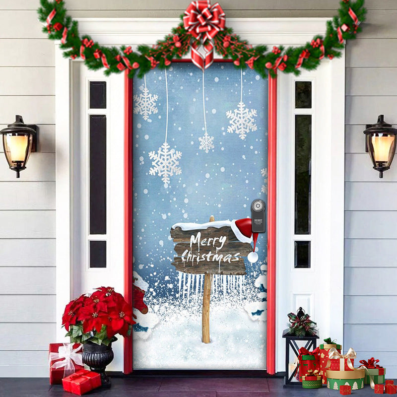 🎁🎄2025 Nová, horúca predajná látková vianočná obálka na dvere [91 cm x 203 cm]