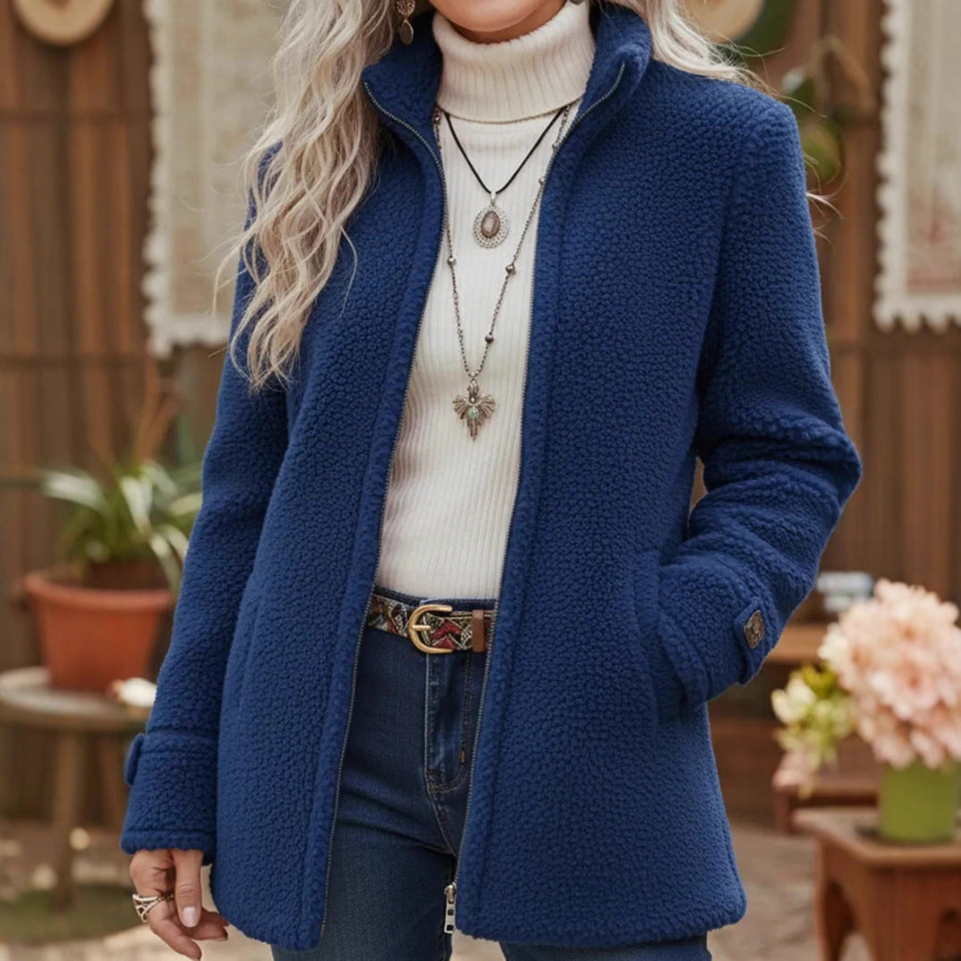 🛒Descuento -46%🔥【40-100kg】Chaqueta casual de lana para mujer con cremallera y forro polar