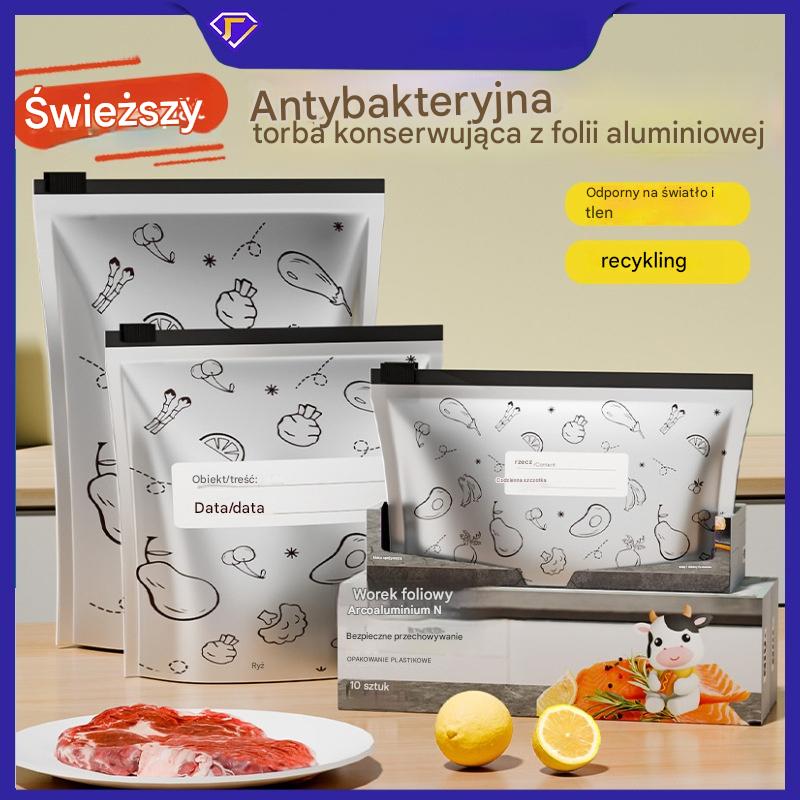 🔥🔥Łącznie 30 aluminiowych torebek do przechowywania żywności, bardzo wygodnych w użyciu, pozwalających zachować świeżość żywności.