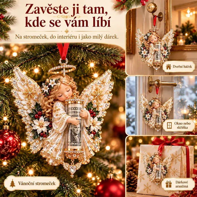 🎁Cena za 5 dílnou sadu je 680 českých korun✨Vánoční ozdoba na držák peněz s andělem