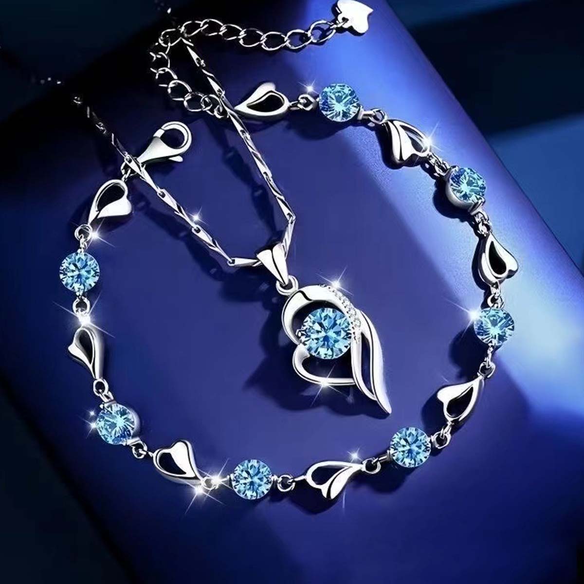 ✨✨【Kúpte 1, dostanete 1 zadarmo】💎💎Sada náramku a náhrdelníka zo striebra 925 Srdce oceánu